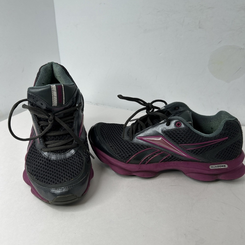 Reebok  Runtone Action 1-J19625 Women's Black Purple Running Shoes ~ Low Top 8.5